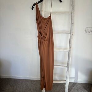 Alice + Olivia One-Shoulder Brown Dress